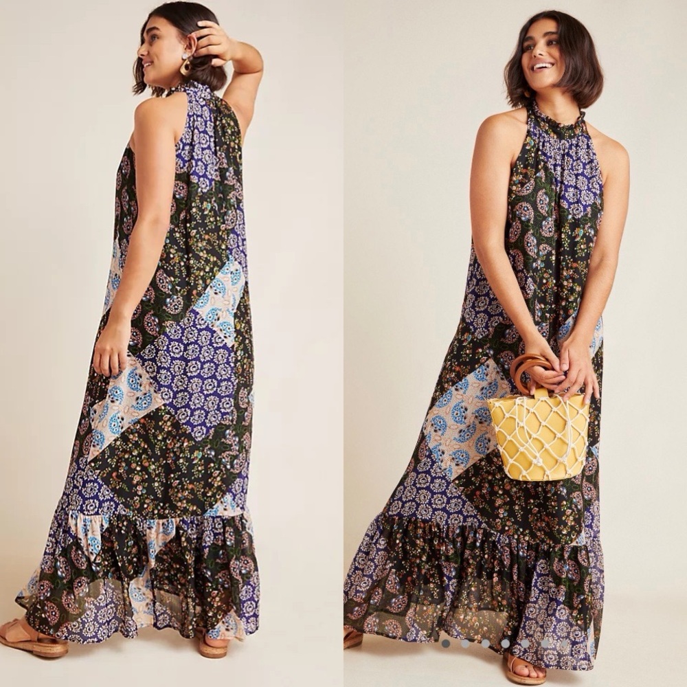 Anthropologie Maeve Patchwork Maxi Dress